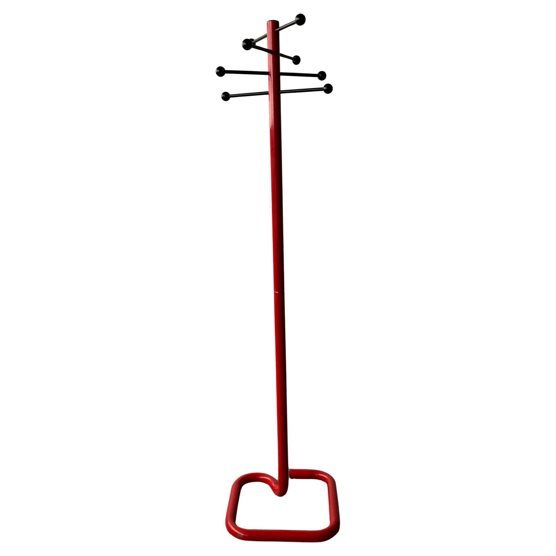 rare Red postmodern Italian coat rack, 1980s