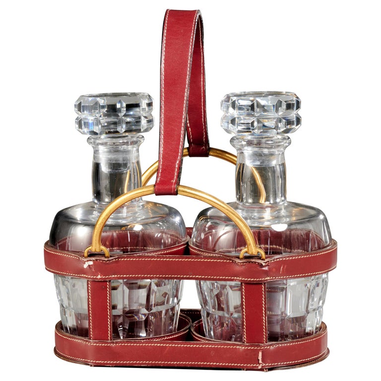 Jacques Adnet for Hermès decanter set, 1950, offered by Milord Antiques