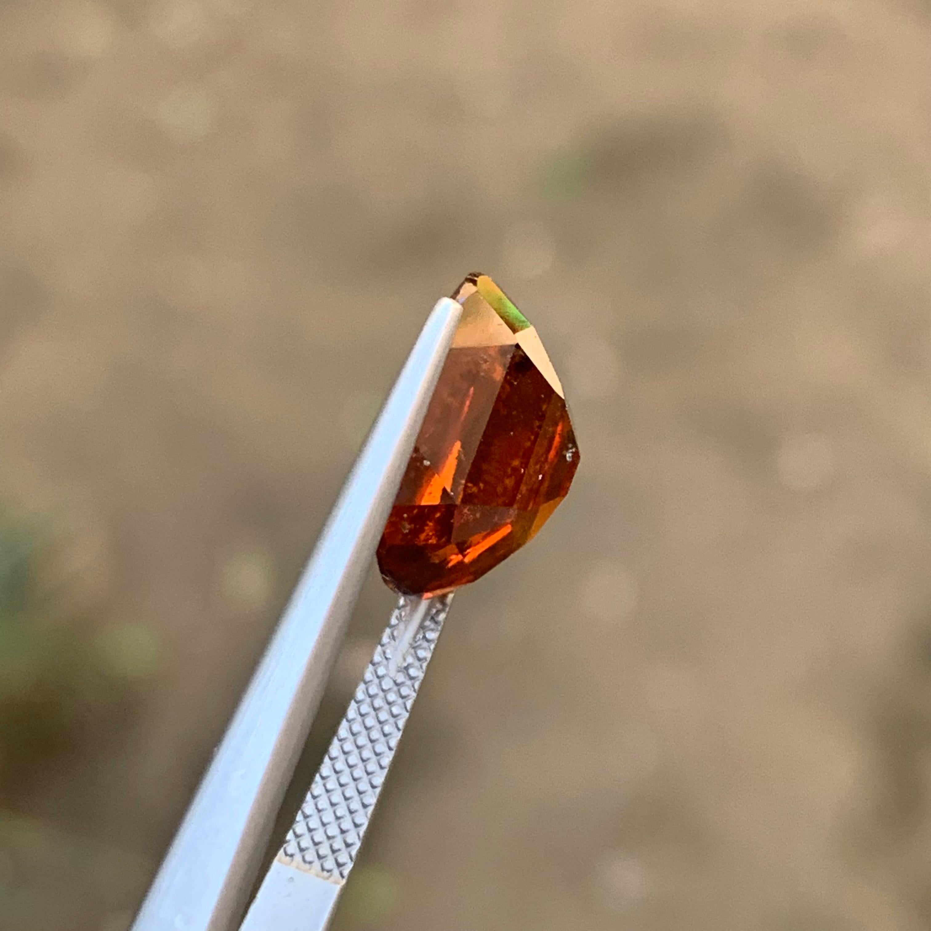 Rare Reddish Orange Natural Hessonite Garnet Gemstone, 8.55 Ct Cushion Cut-Ring For Sale 1