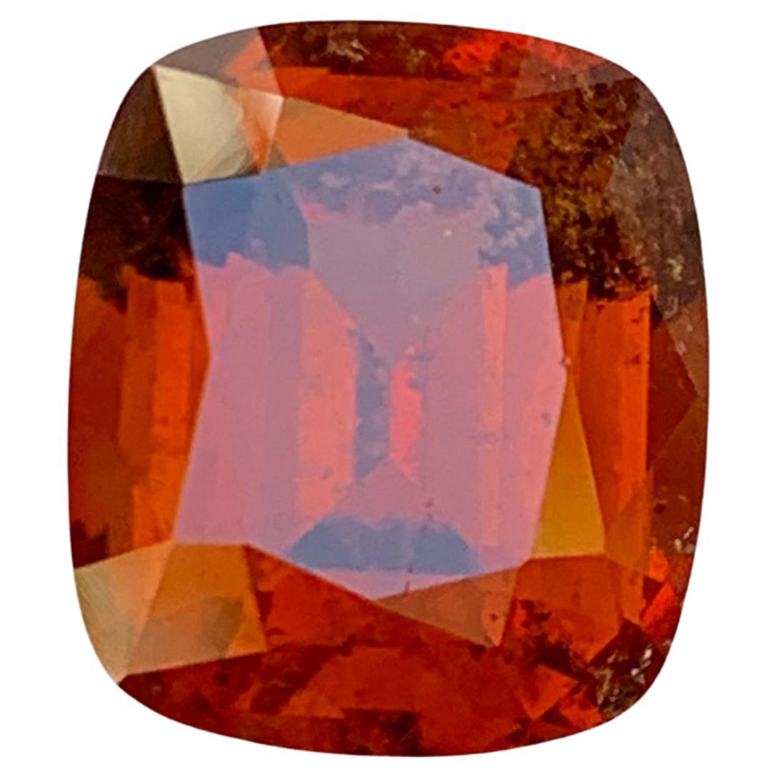 Rare Reddish Orange Natural Hessonite Garnet Gemstone, 8.55 Ct Cushion Cut-Ring For Sale