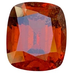 Seltener rötlich-orangefarbener natürlicher Hessonit-Granat-Edelstein, 8,55 Karat Cushion Cut-Ring
