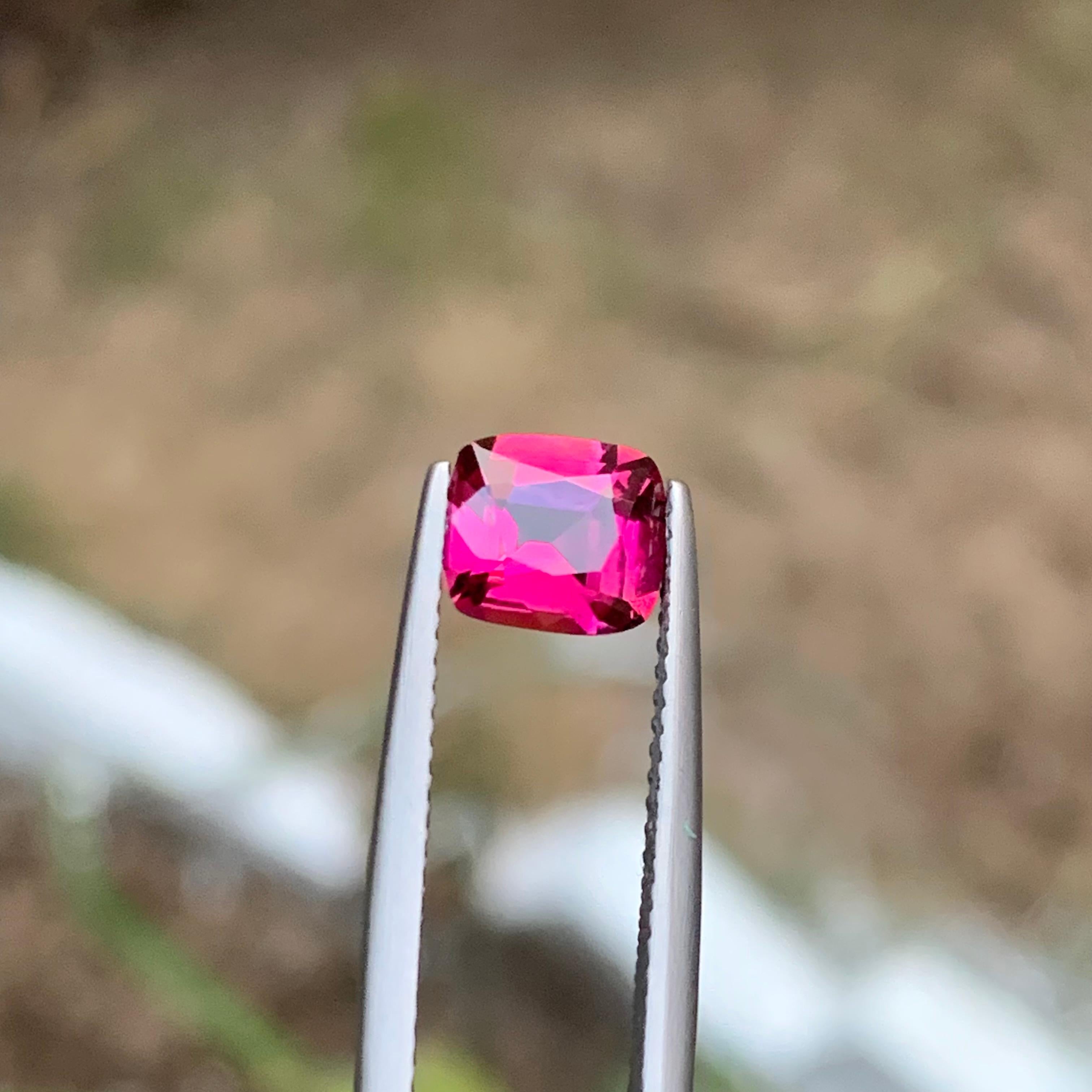 Rare Reddish Pink Rubellite Tourmaline Gemstone, 1.20 Ct Cushion Cut for Ring For Sale 5