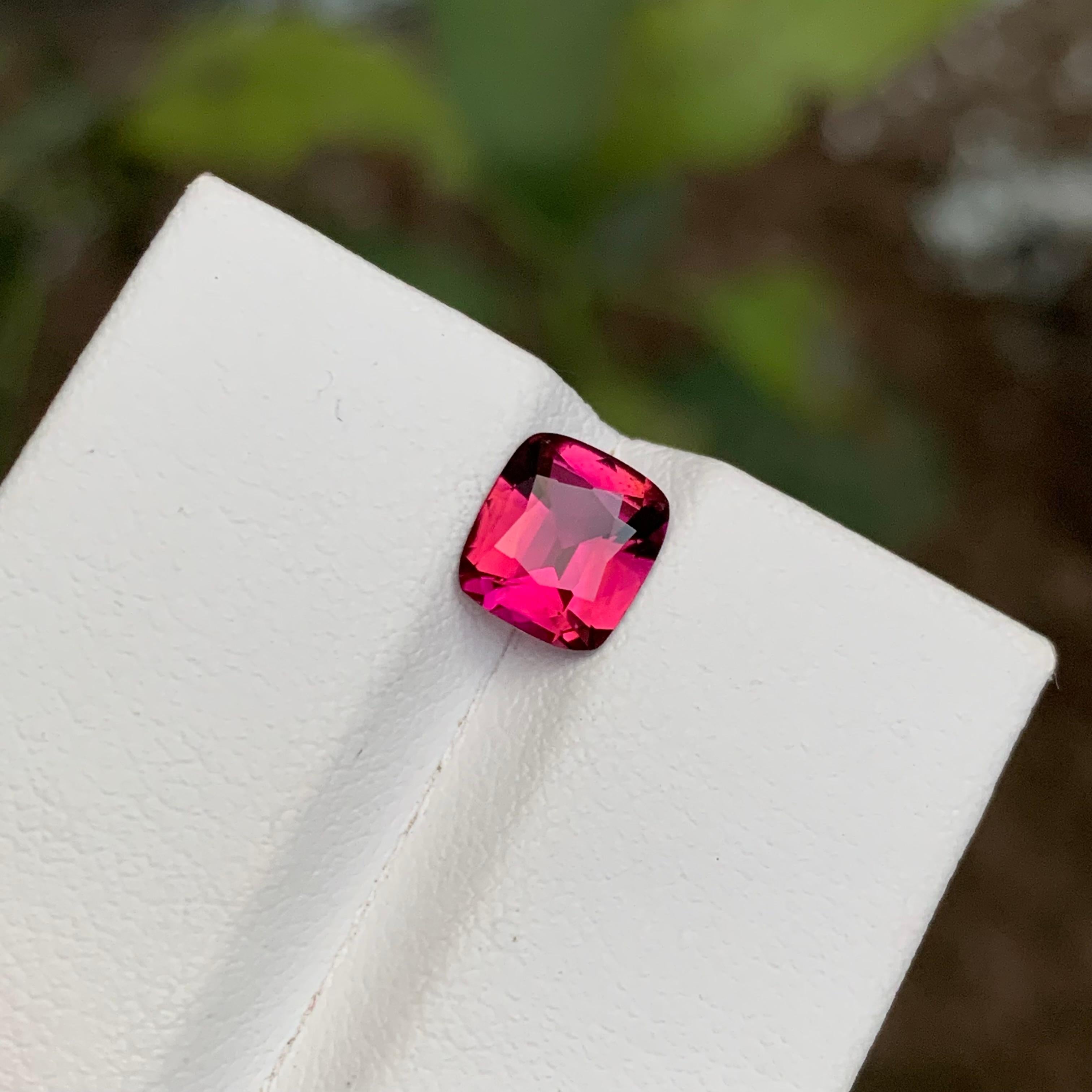 Rare Reddish Pink Rubellite Tourmaline Gemstone, 1.20 Ct Cushion Cut for Ring For Sale 6