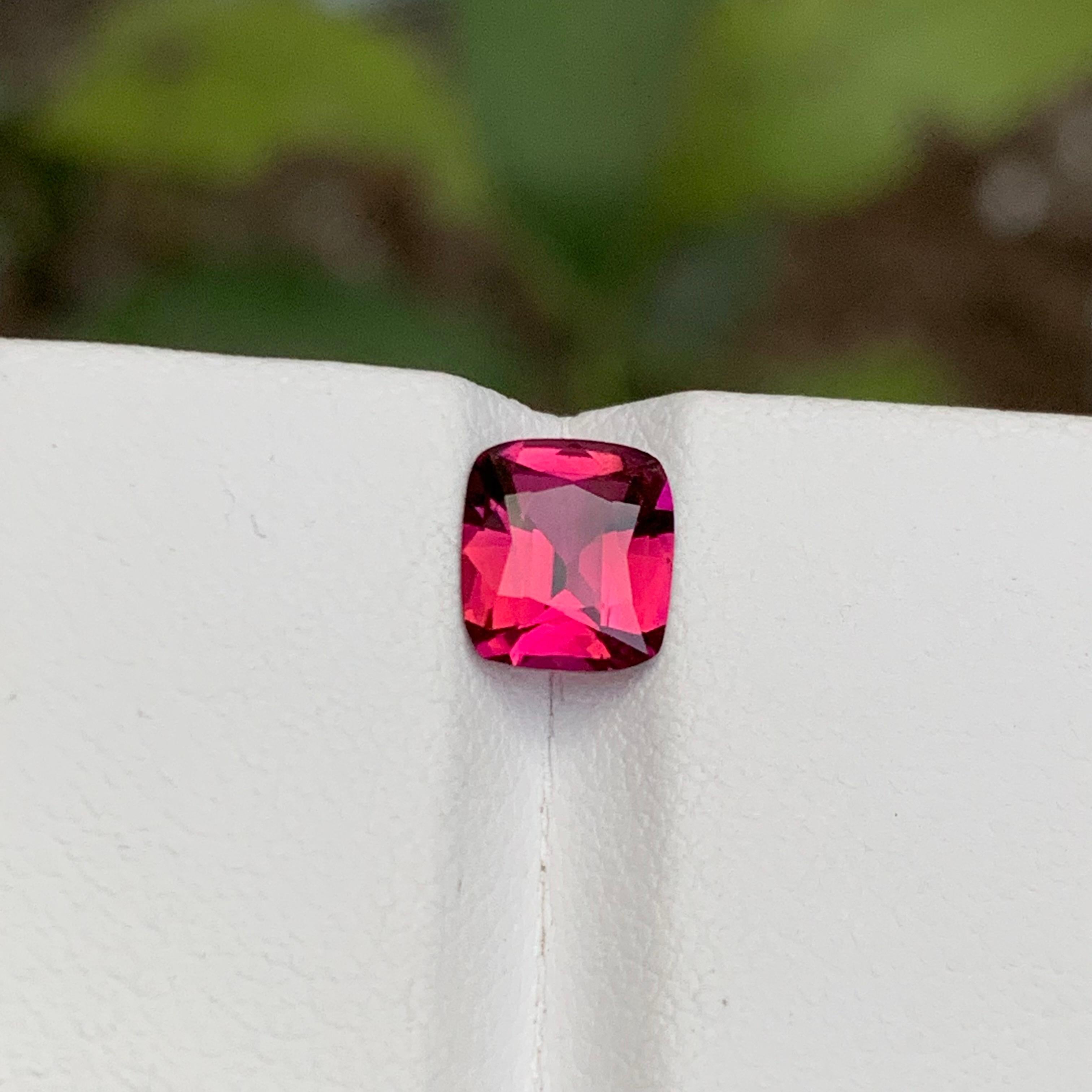Rare Reddish Pink Rubellite Tourmaline Gemstone, 1.20 Ct Cushion Cut for Ring For Sale 7