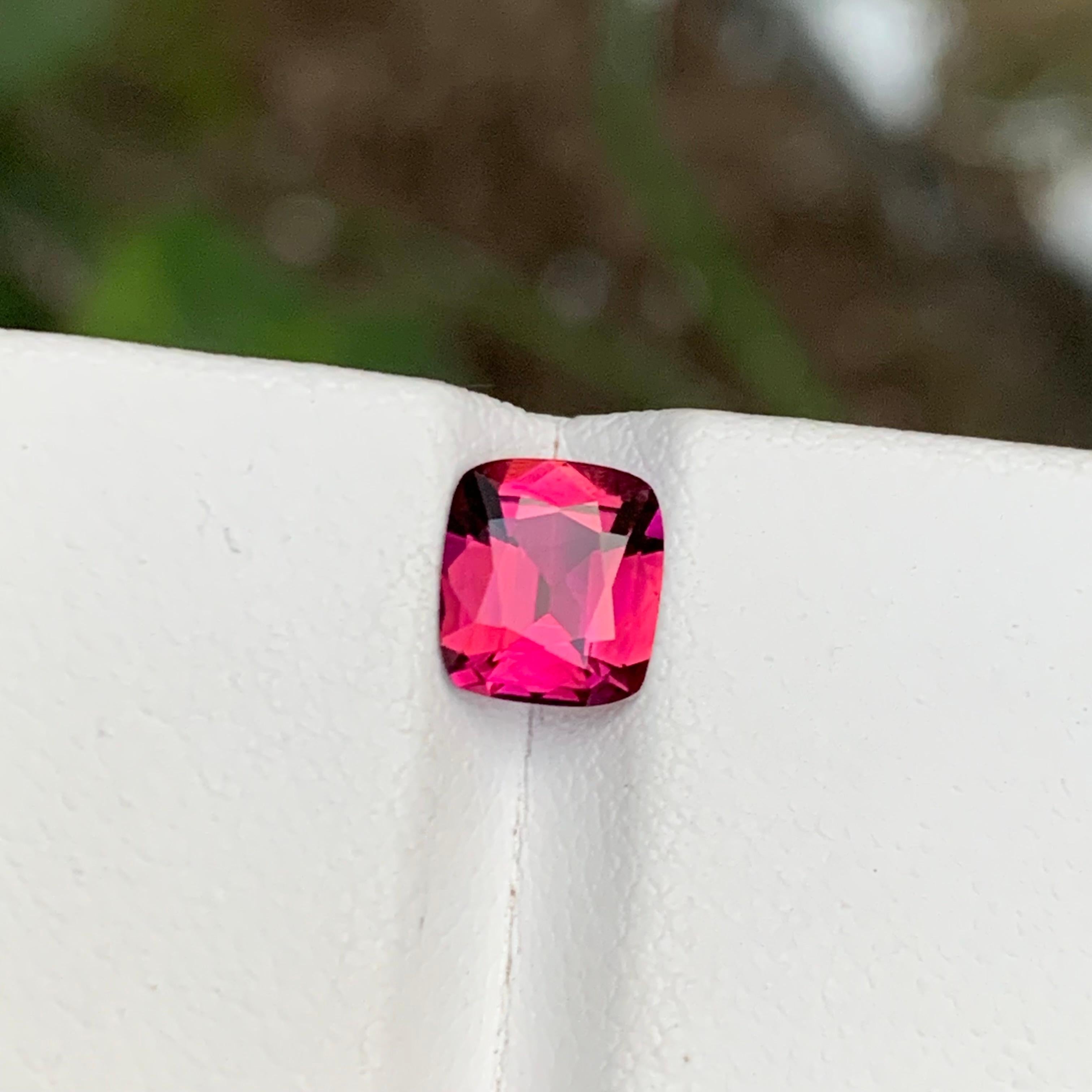 Rare Reddish Pink Rubellite Tourmaline Gemstone, 1.20 Ct Cushion Cut for Ring For Sale 2