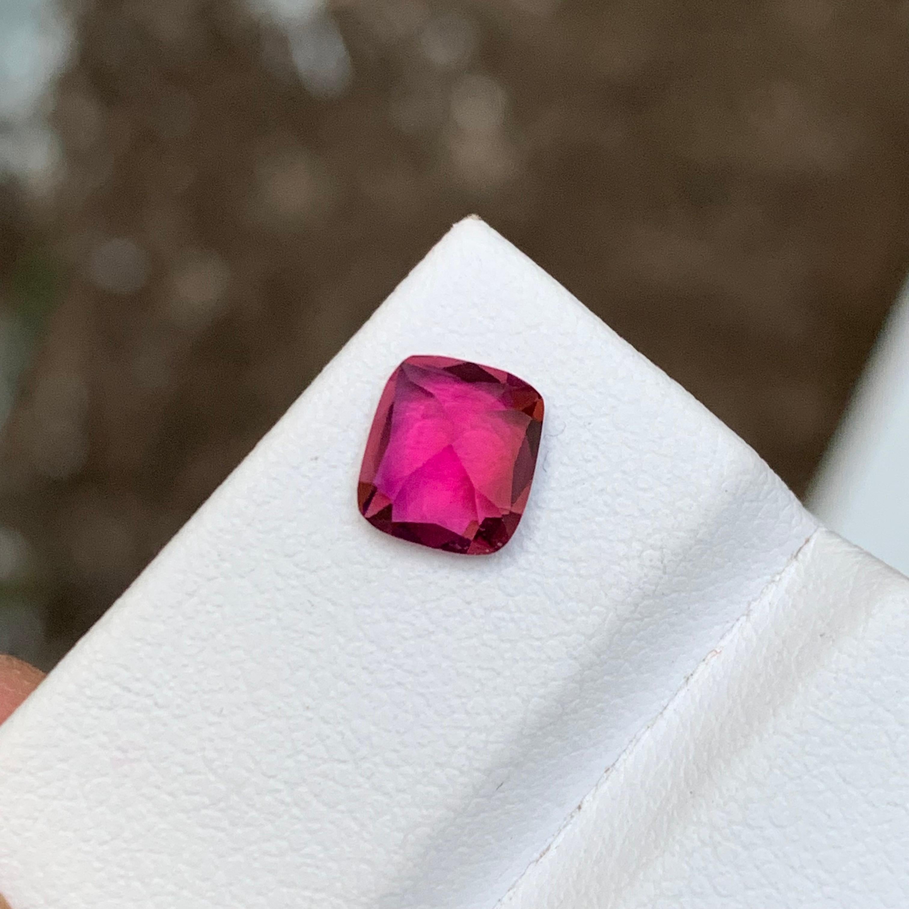 Rare Reddish Pink Rubellite Tourmaline Gemstone, 1.20 Ct Cushion Cut for Ring For Sale 4