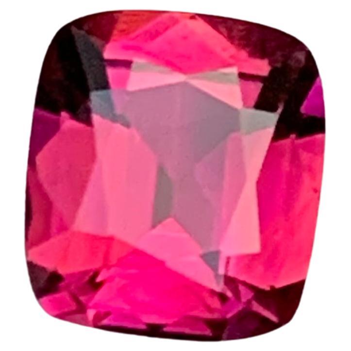 Rare Reddish Pink Rubellite Tourmaline Gemstone, 1.20 Ct Cushion Cut for Ring For Sale
