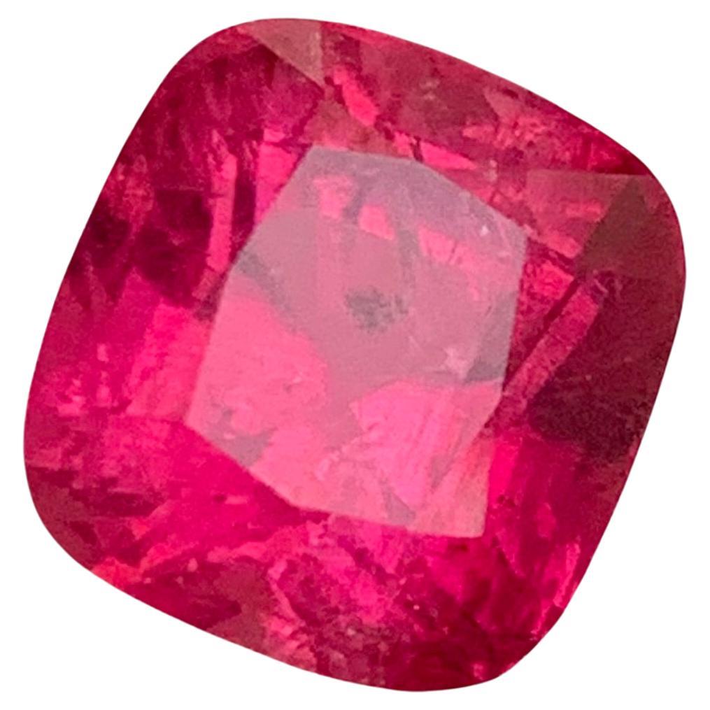Rare Reddish Pink  Rubellite Tourmaline Gemstone, 7.55 Ct Cushion Cut for Ring