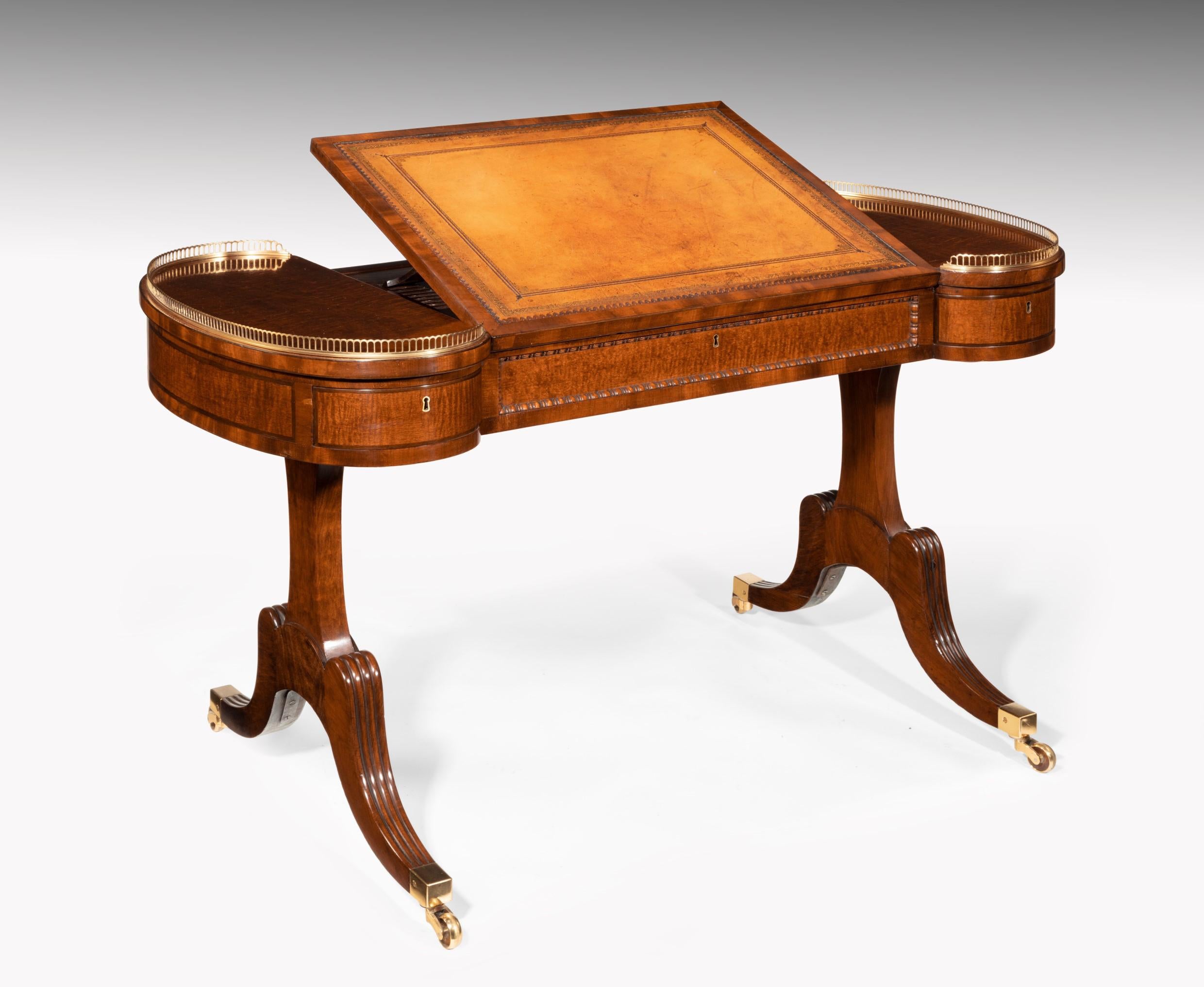 Rare Regency Fiddleback Mahogany Writing Table Gillows 1