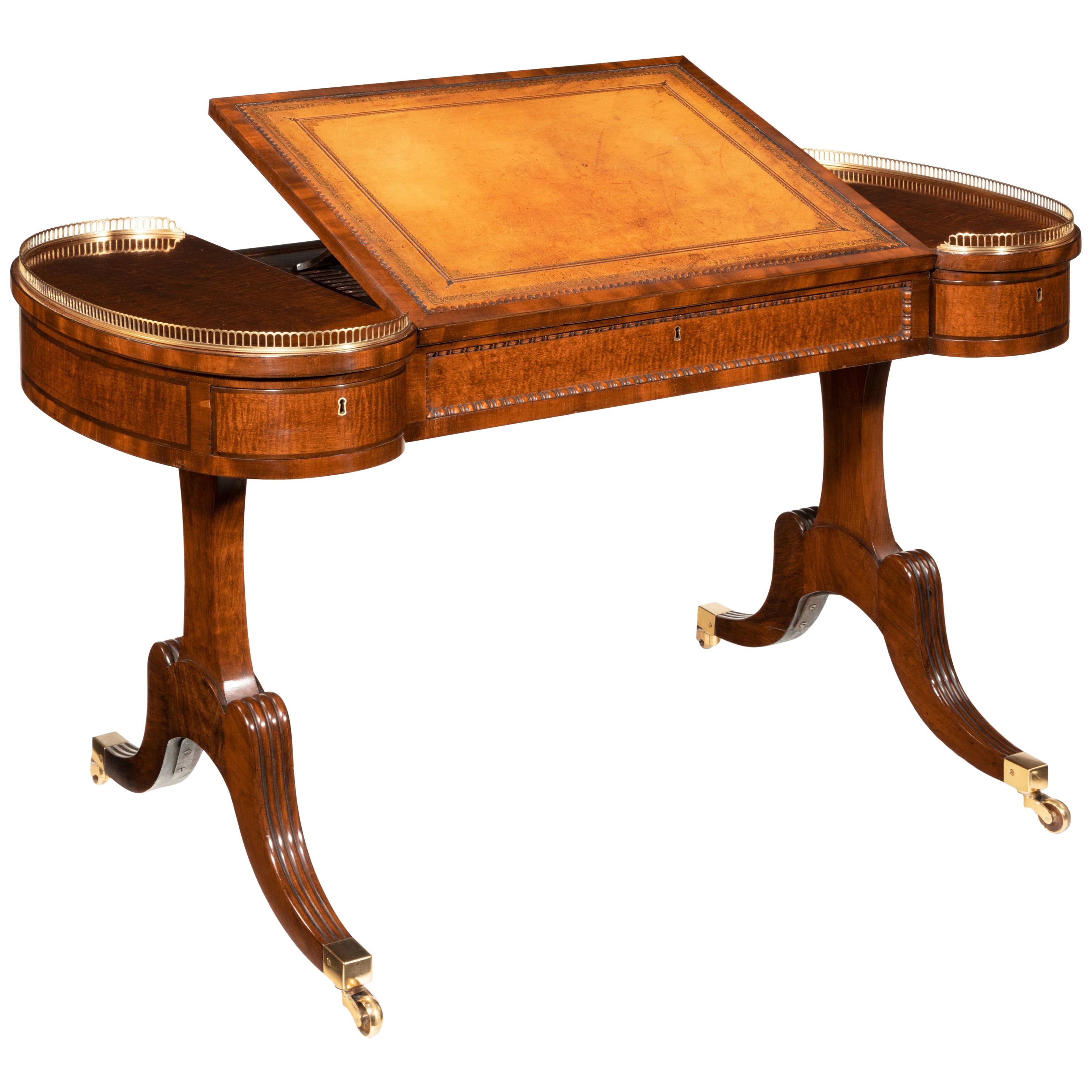 Rare Regency Fiddleback Mahogany Writing Table Gillows