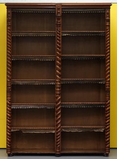 Rare Regency Library Bookcase with Hidden Build in Coat Cupboards Leather Trim