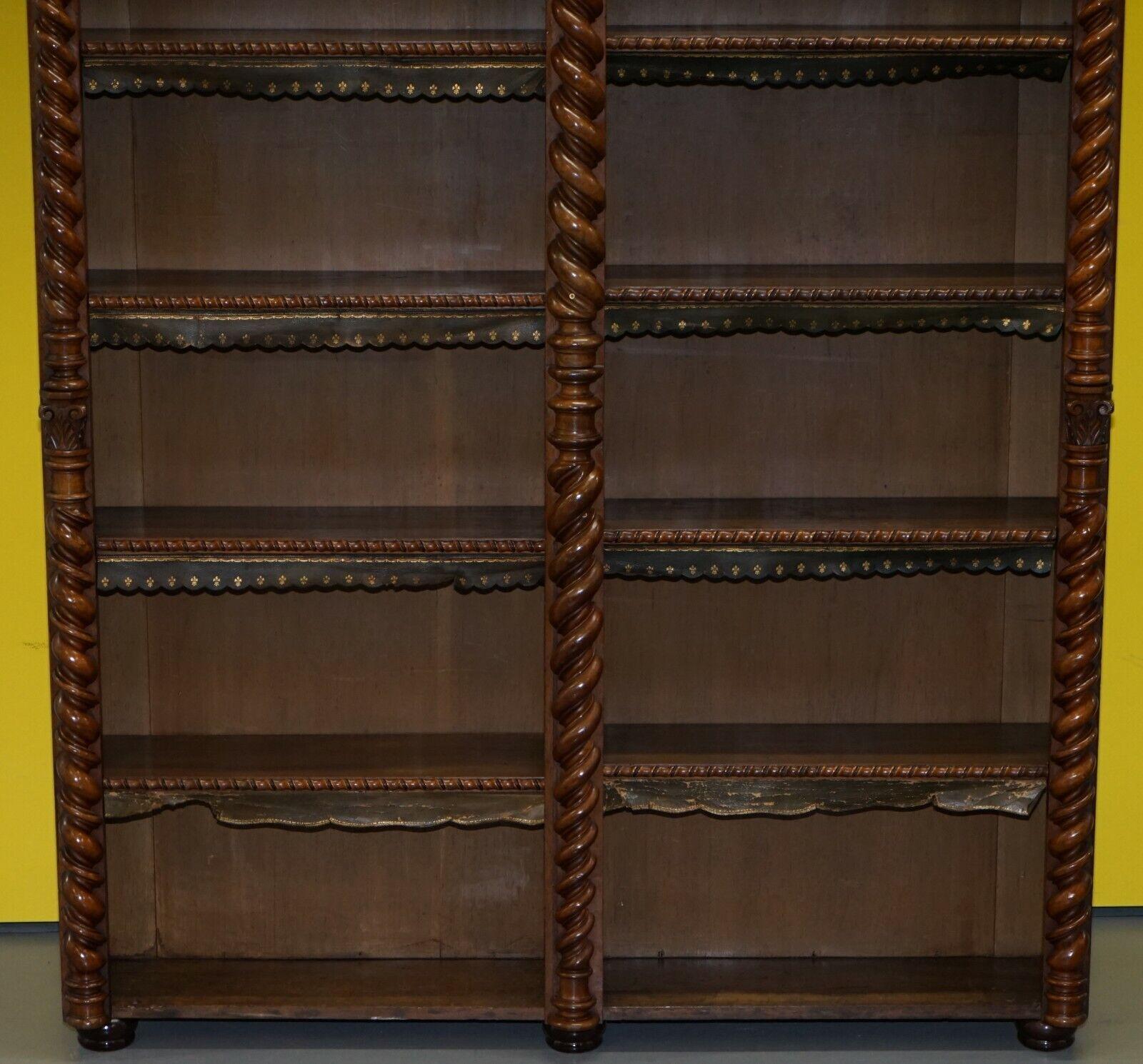 Hand-Crafted Rare Regency Library Bookcase with Hidden Build in Coat Cupboards Leather Trim