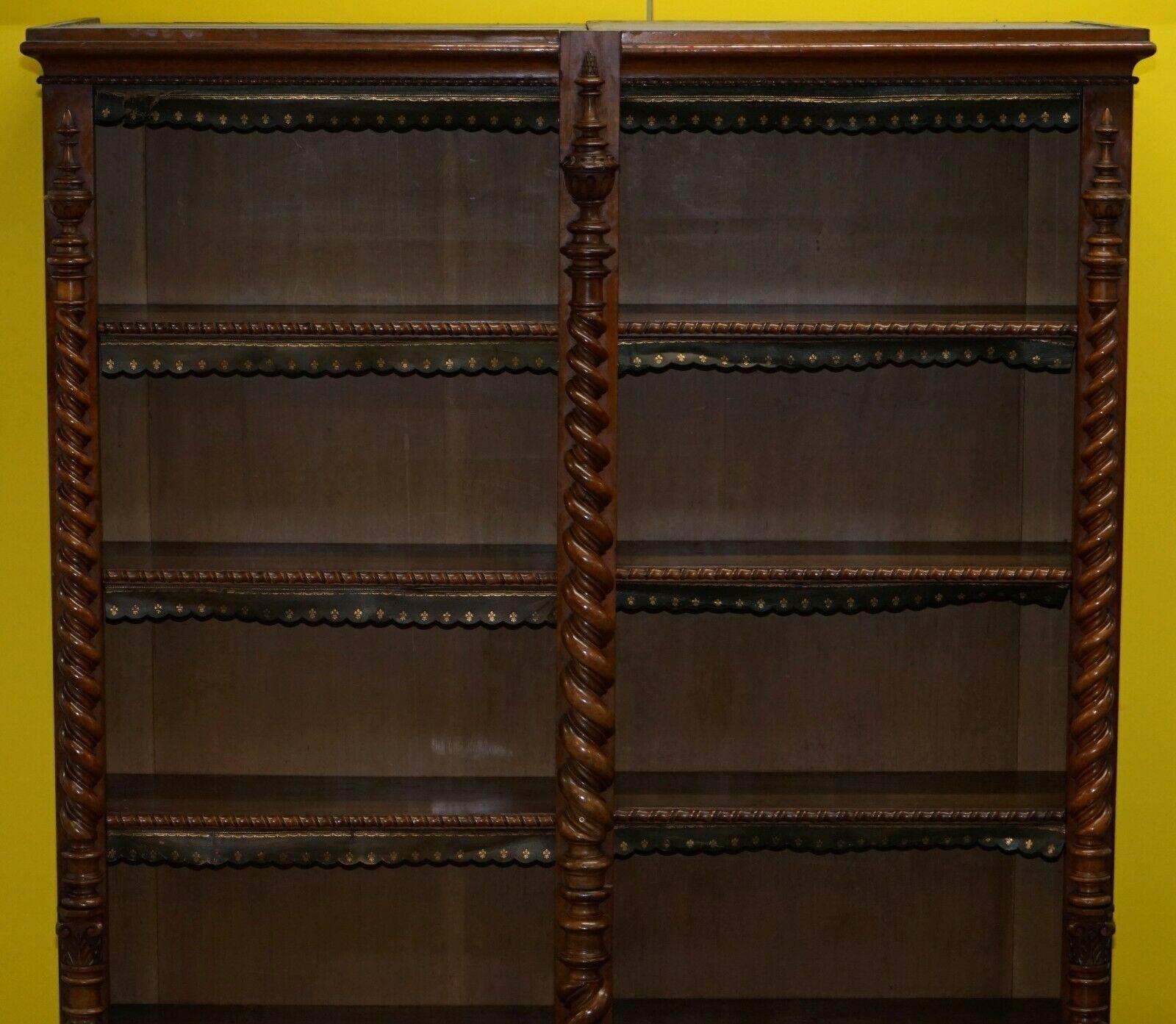 19th Century Rare Regency Library Bookcase with Hidden Build in Coat Cupboards Leather Trim