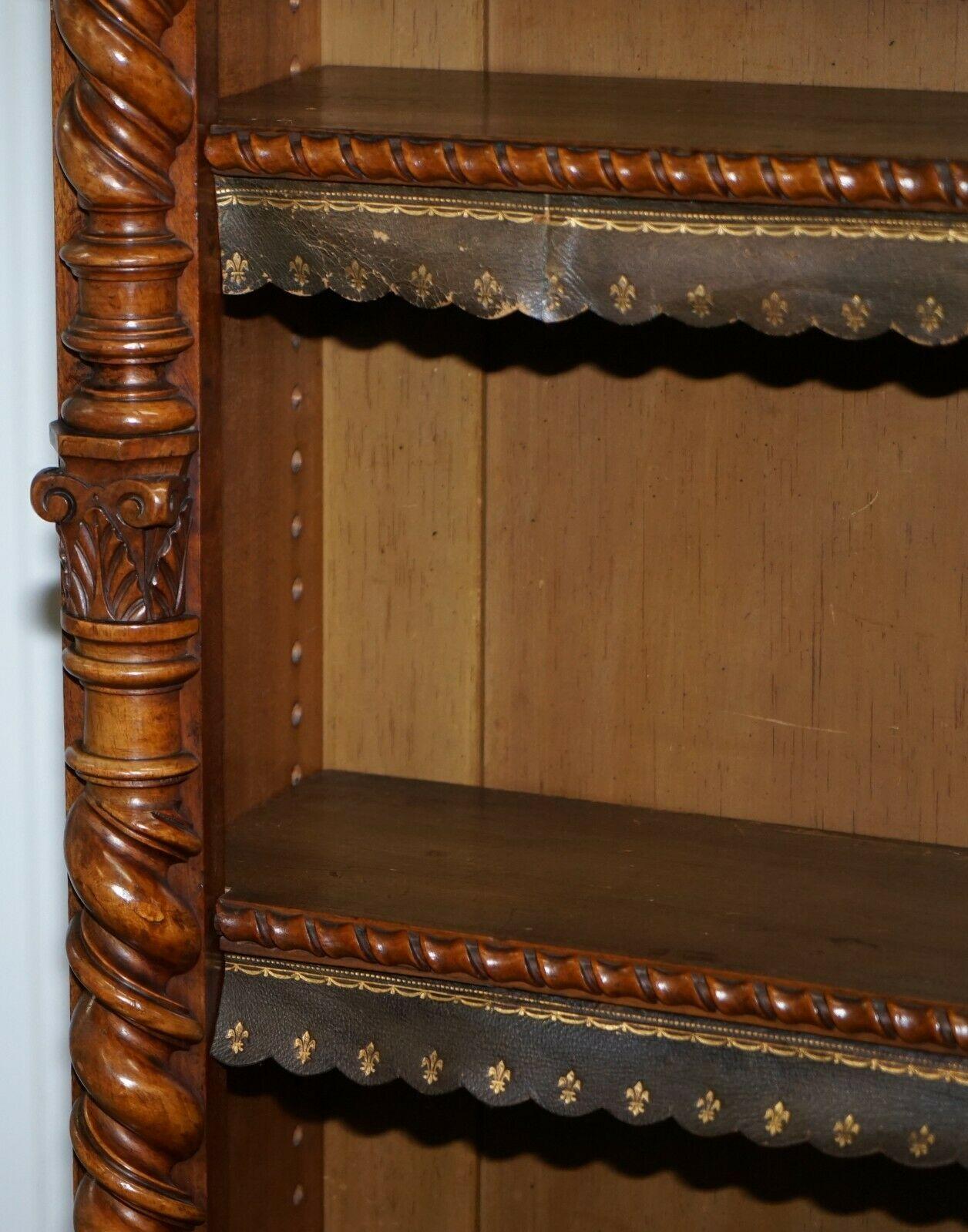 Rare Regency Library Bookcase with Hidden Build in Coat Cupboards Leather Trim 2