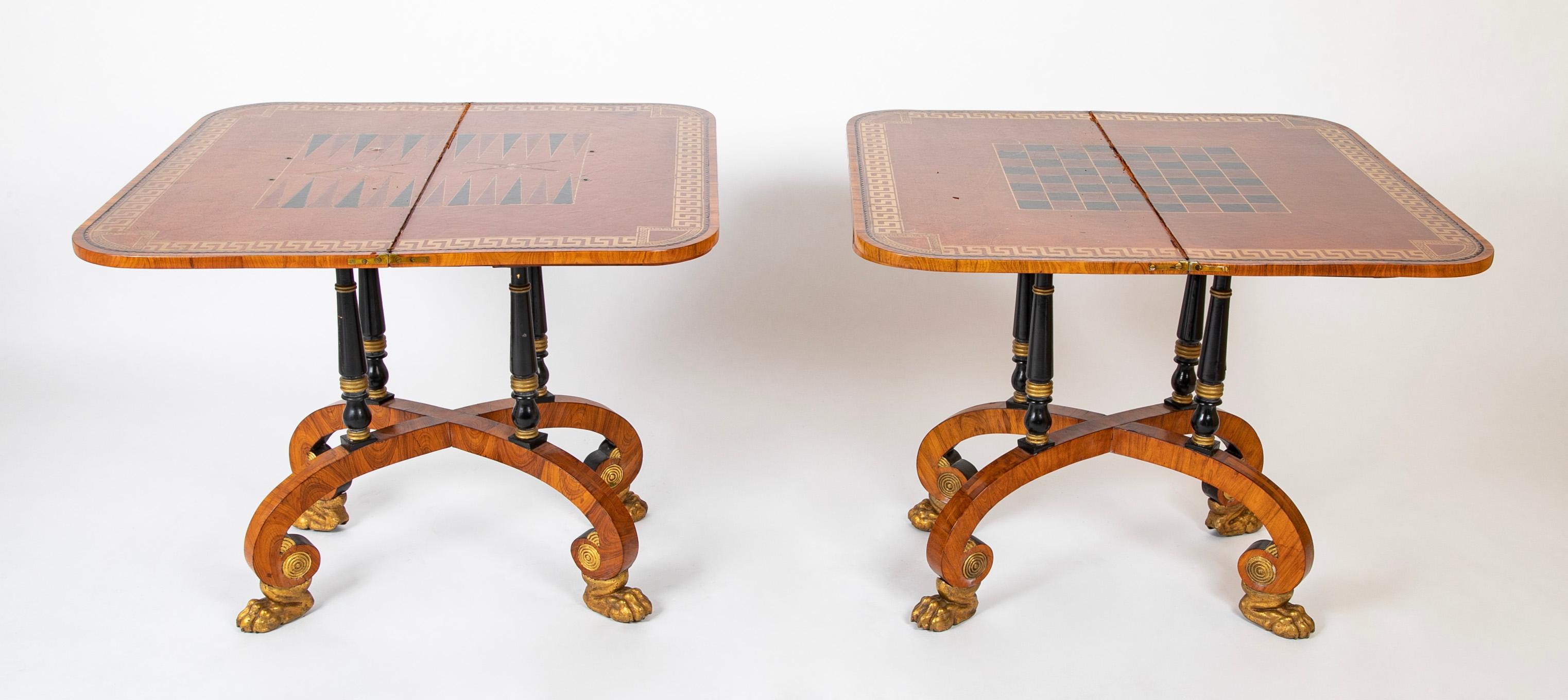 Rare Regency Pair of Games Tables For Sale 4