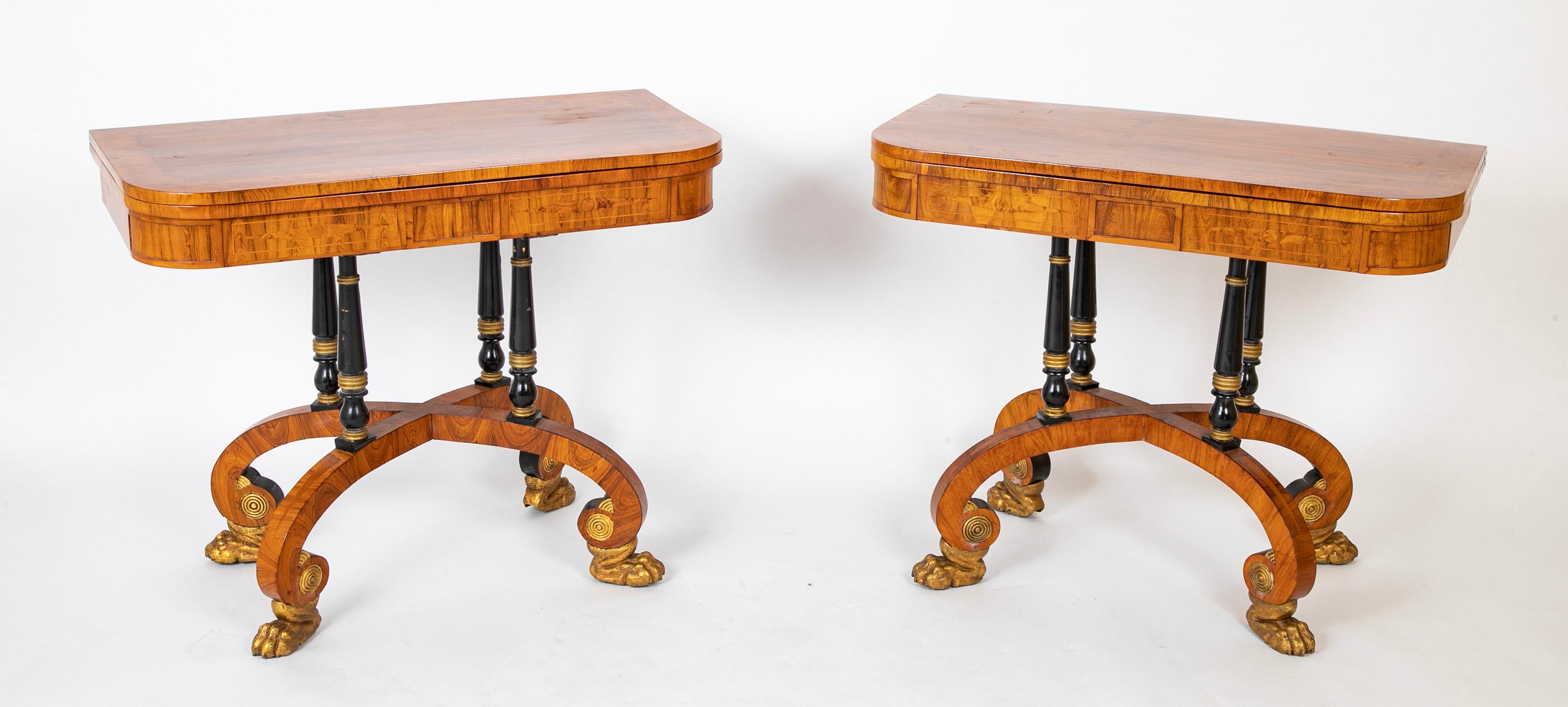 English Rare Regency Pair of Games Tables For Sale