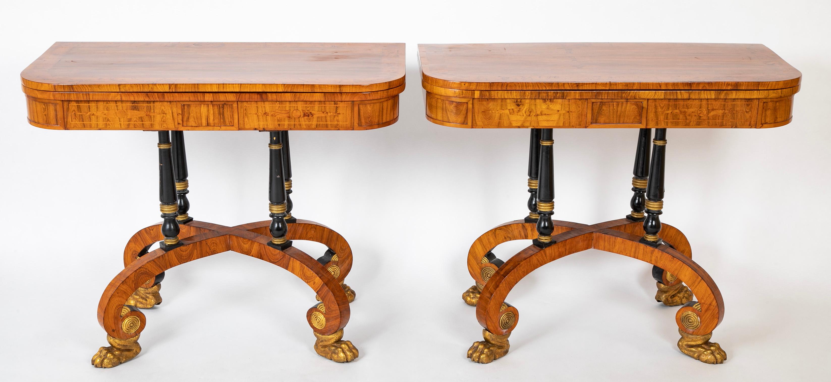 Rare Regency Pair of Games Tables In Good Condition For Sale In Stamford, CT