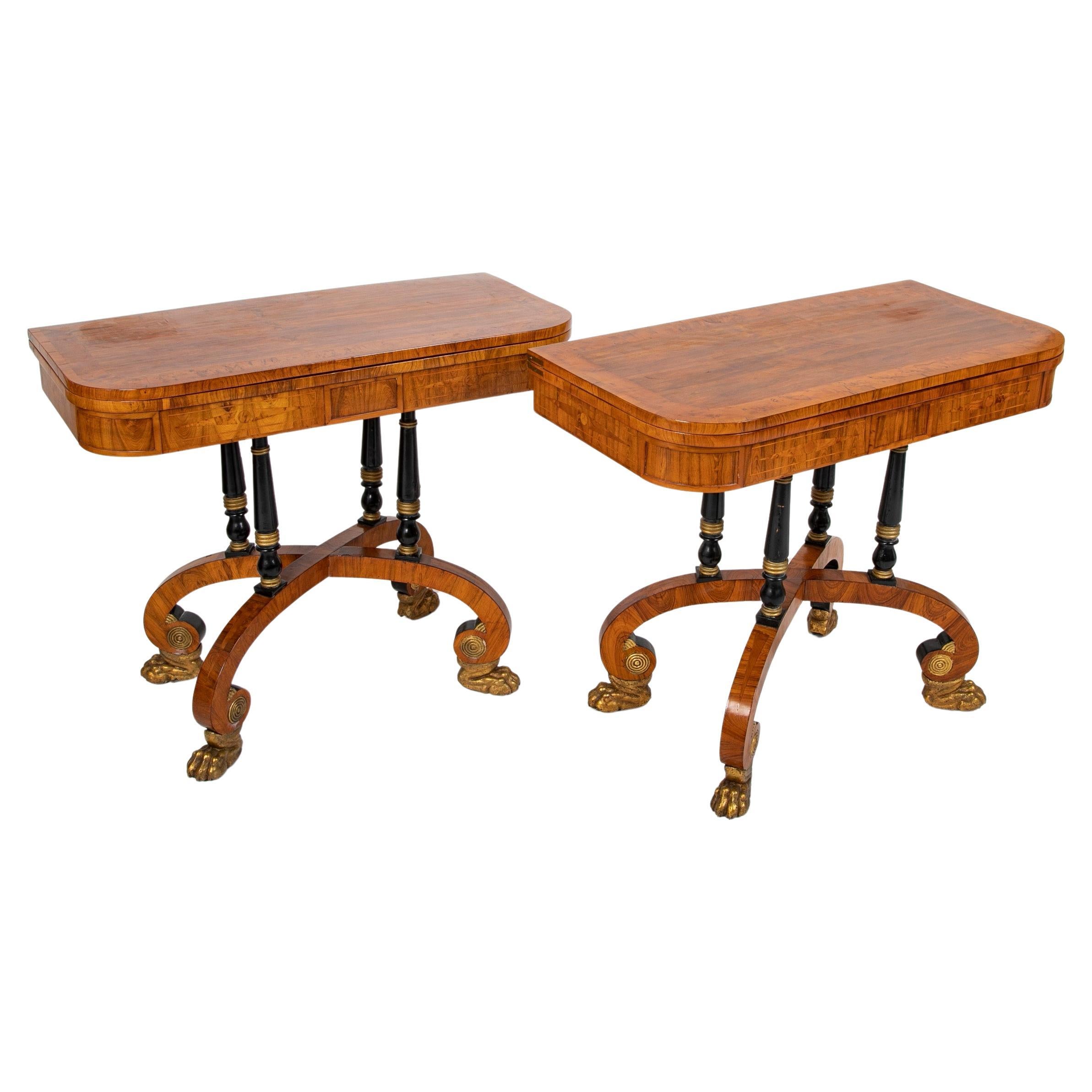 Rare Regency Pair of Games Tables For Sale