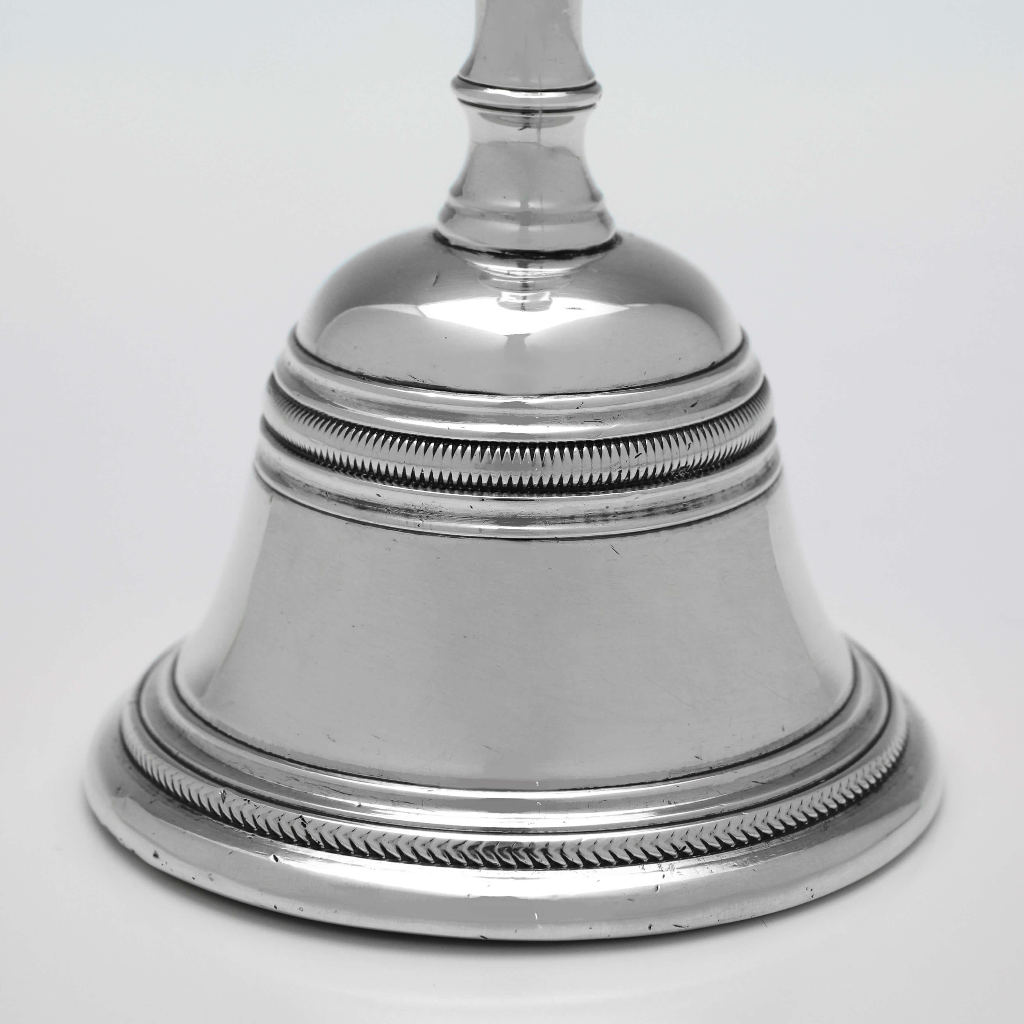 English Rare Regency Period Antique Sterling Silver Table Bell - London 1819 For Sale