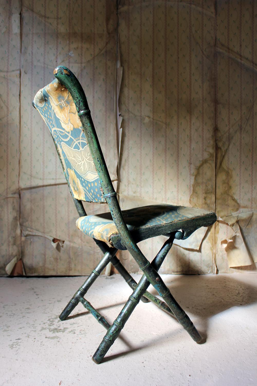 Rare Regency Period Faux Bamboo Folding Campaign Chair, circa 1815 3