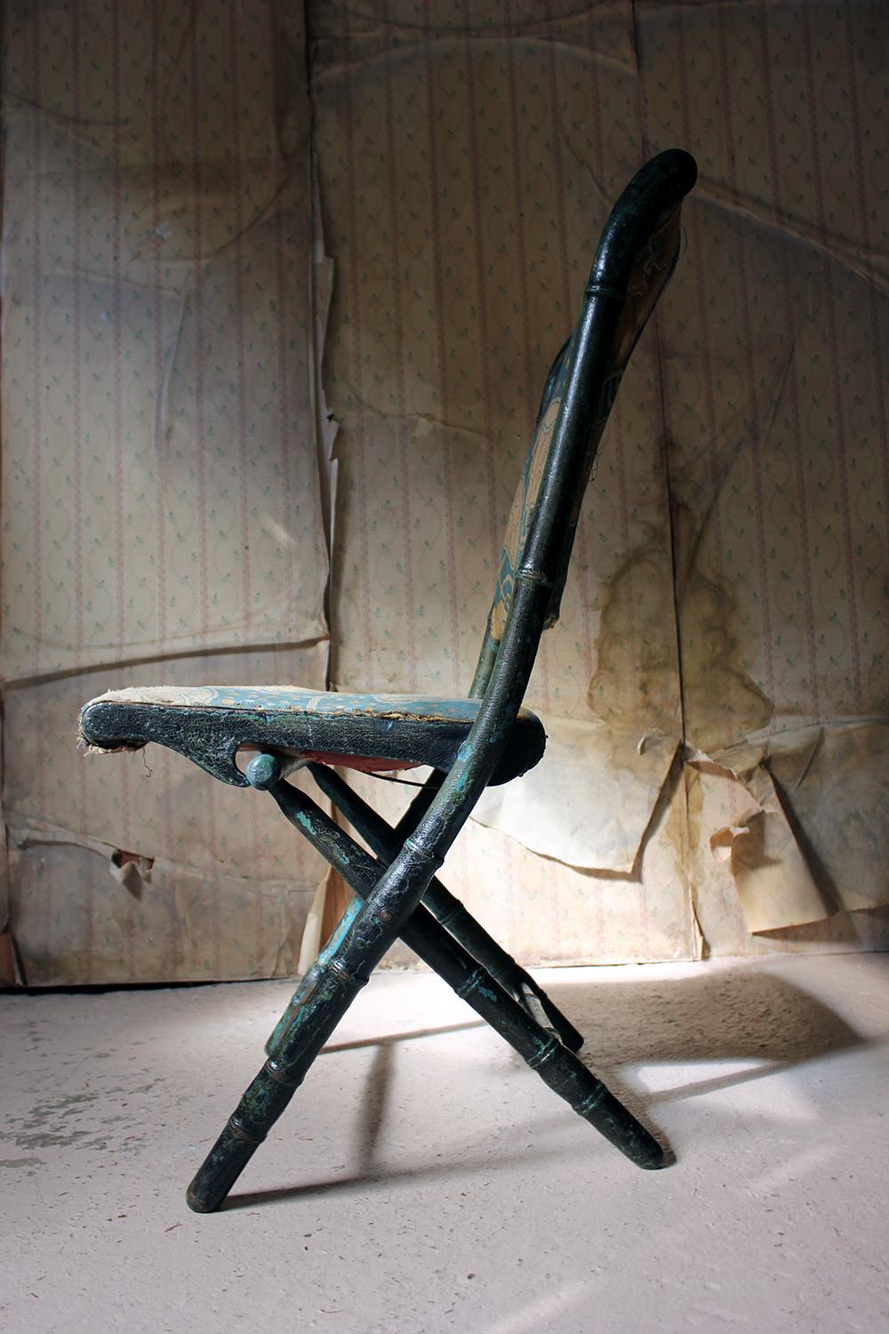 Rare Regency Period Faux Bamboo Folding Campaign Chair, circa 1815 6