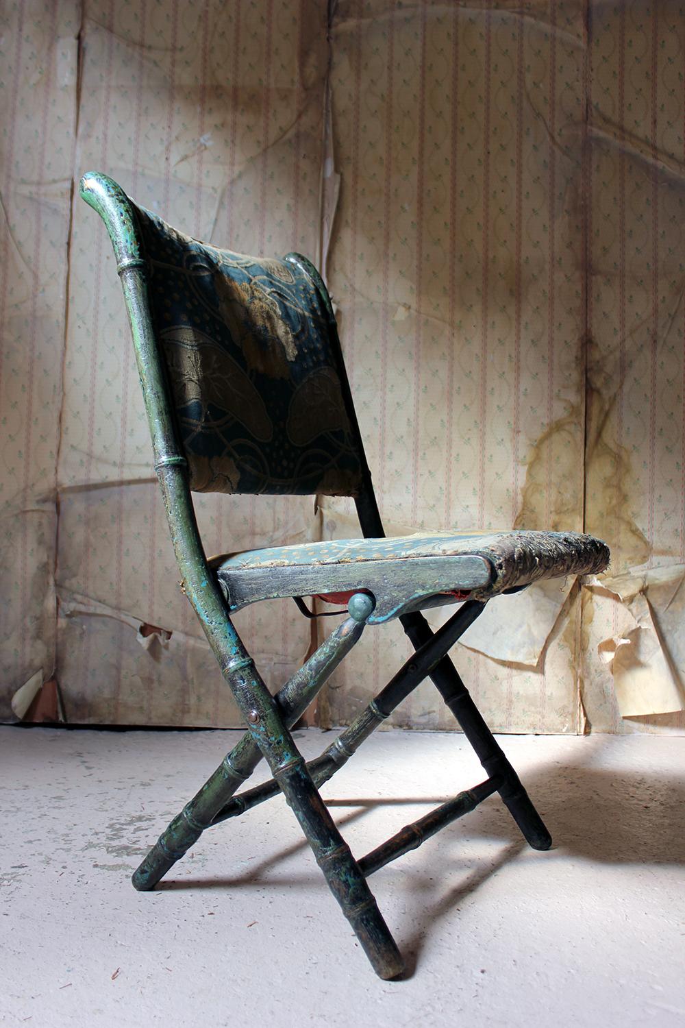 Rare Regency Period Faux Bamboo Folding Campaign Chair, circa 1815 11