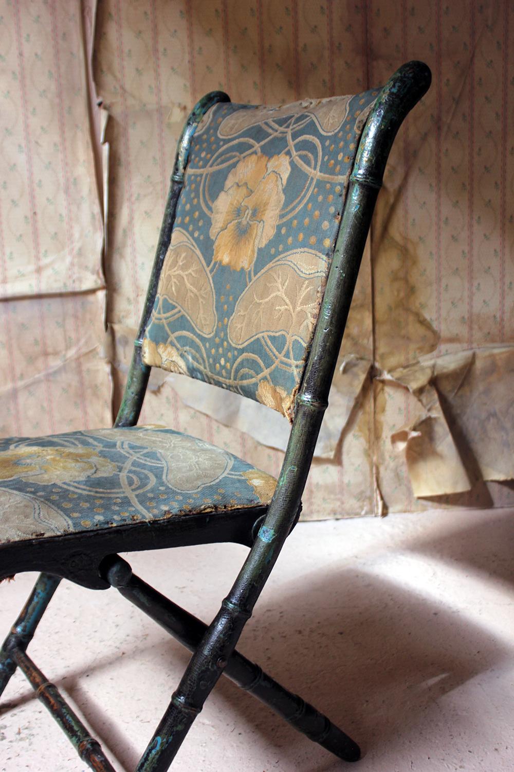 Seltene Regency Periode Faux Bamboo Folding Campaign Chair:: um 1815 (Buchenholz)