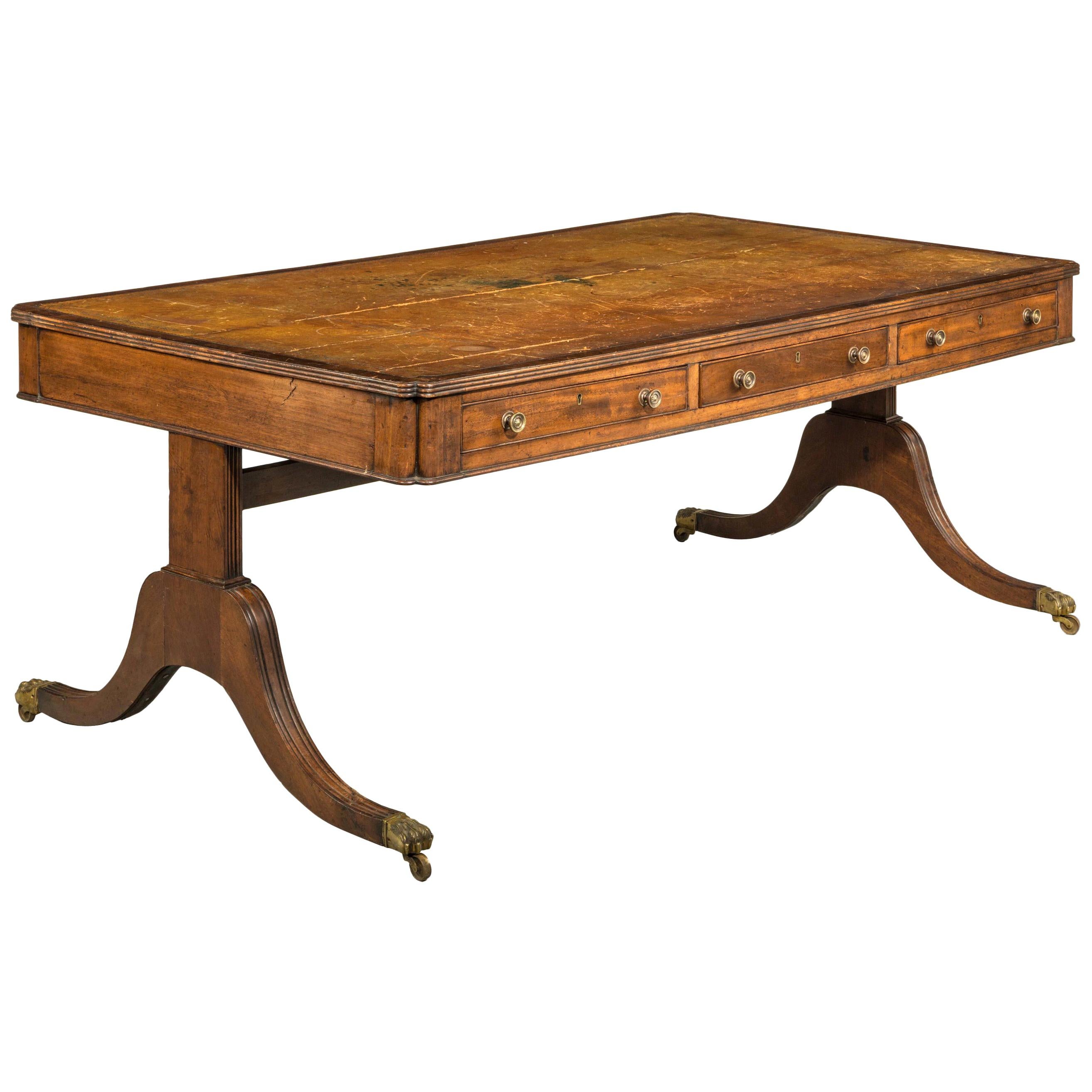 Rare Regency Period Mahogany Library Table