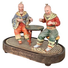 Rare Regency Polychrome Painted Diorama of Card Players