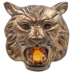 Retro Rare Regina Lion Head Brooch 1950s