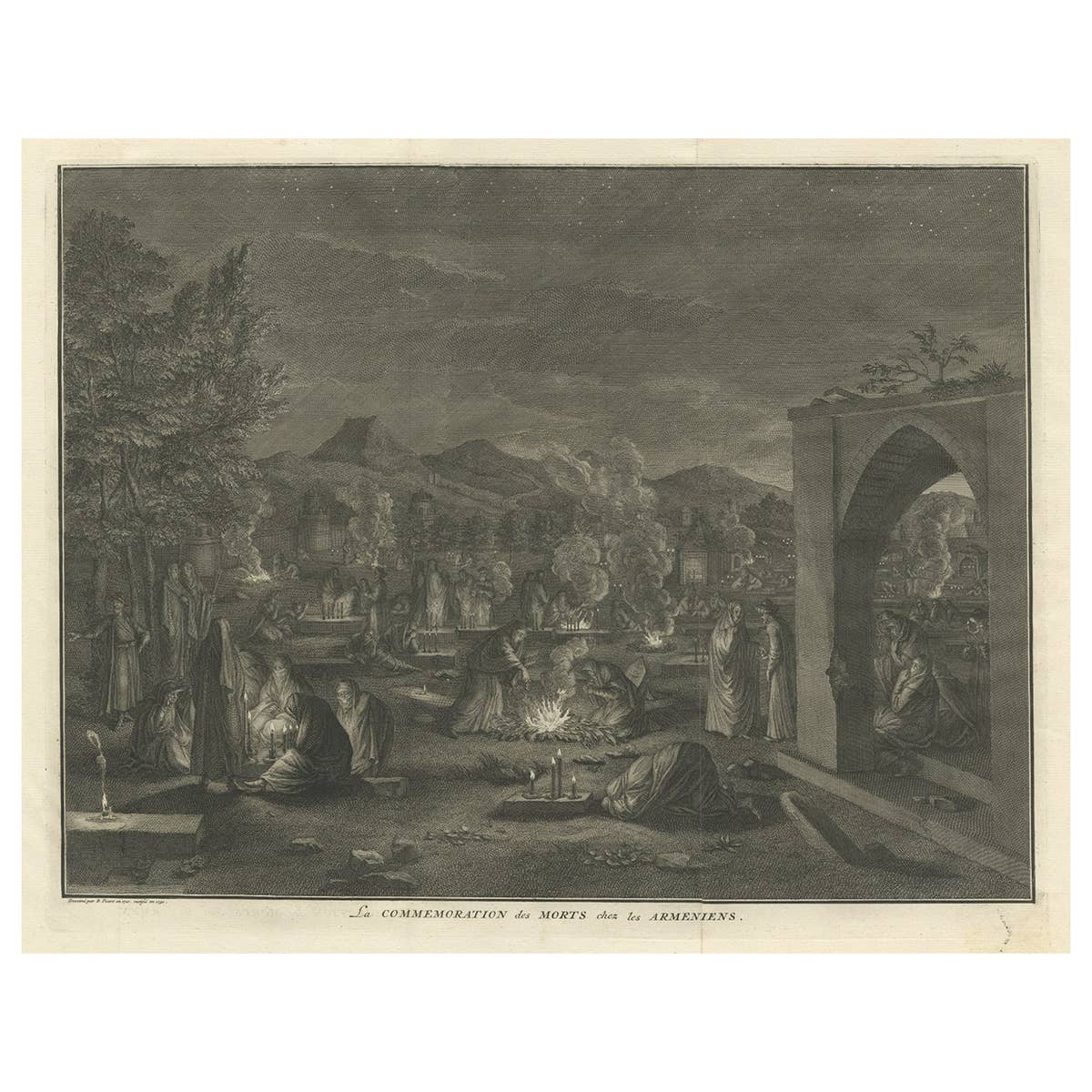 Rare Religious Antique Print Depicting the Death of Armenian Christians, 1730