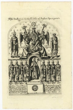 Rare Religious Print of Roman Bishops Contributing to Absis Oratory, 1742