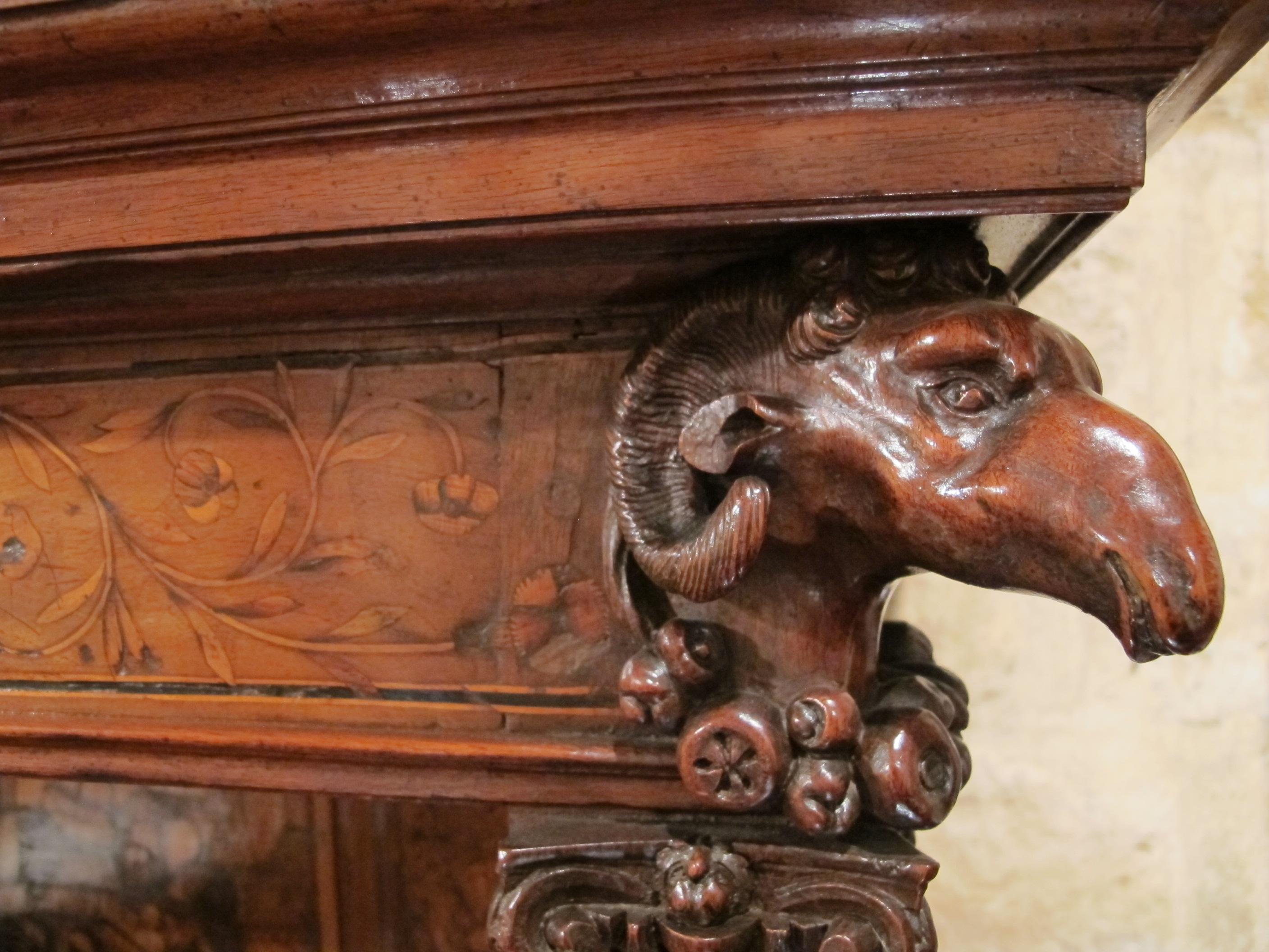 French Rare Renaissance Dresser with Marquetry and Pastiglia, from Alsace 'France' For Sale