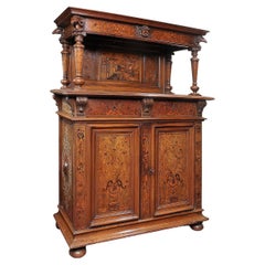 Rare Renaissance Dresser with Marquetry and Pastiglia, from Alsace 'France'