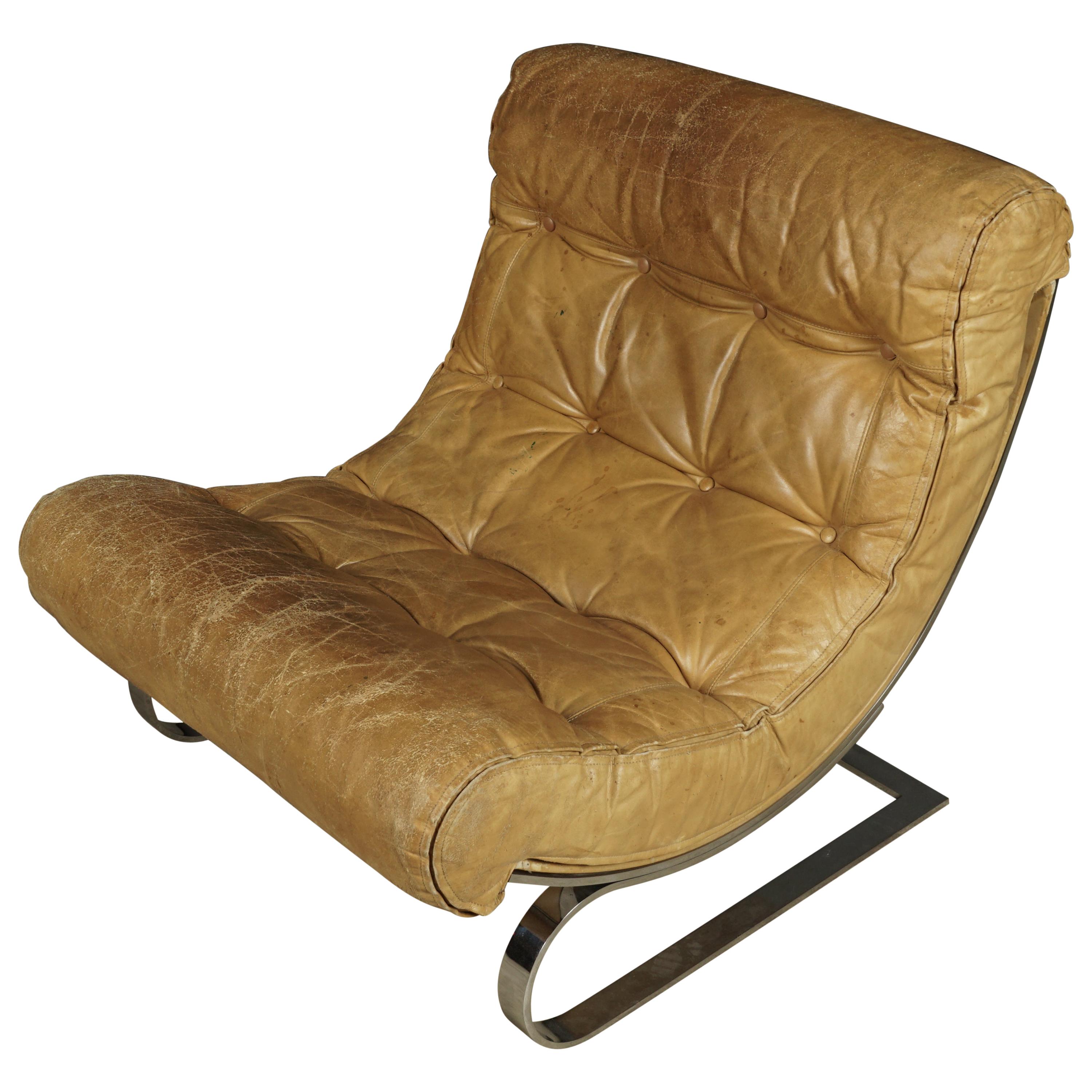 Rare Renato Balestra Lounge Chair, from France, 1970s