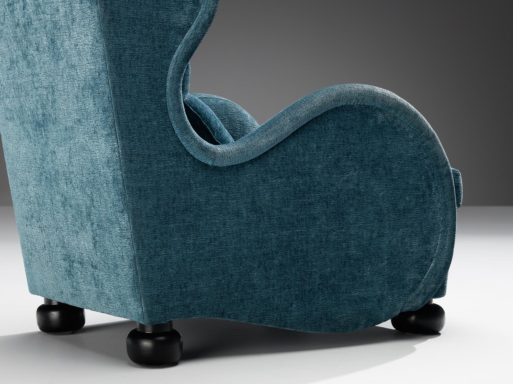 Rare paire de fauteuils René Drouet en velours bleu  en vente 2