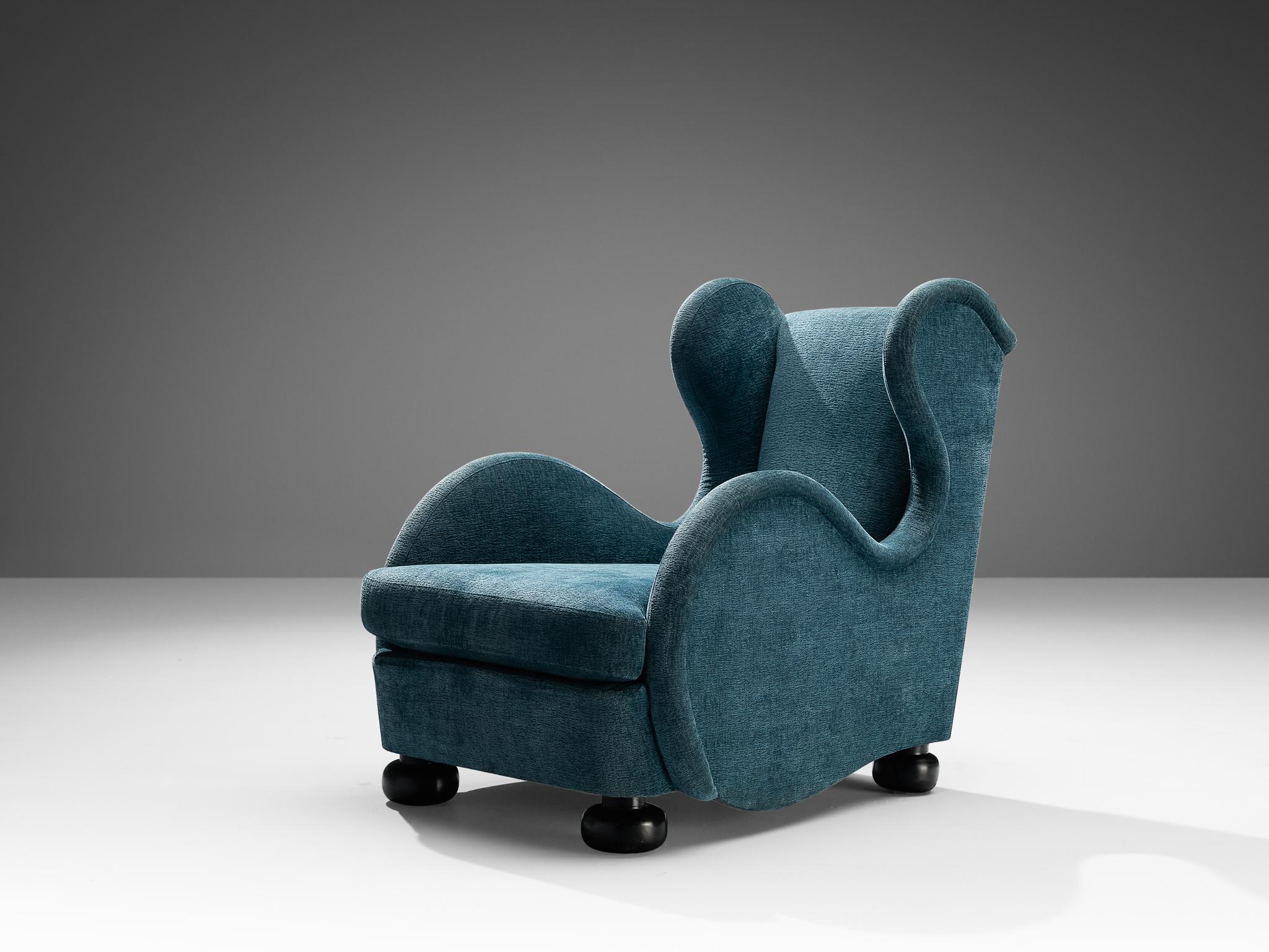 Rare paire de fauteuils René Drouet en velours bleu  en vente 3