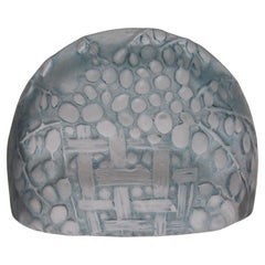 Raro Porta menús Groseilles de vidriera azul de René Lalique Firmado c 1924