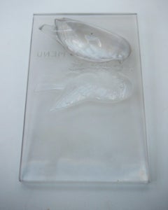 Rare Rene Lalique Clear Glass Moineau Menu signed c 1931