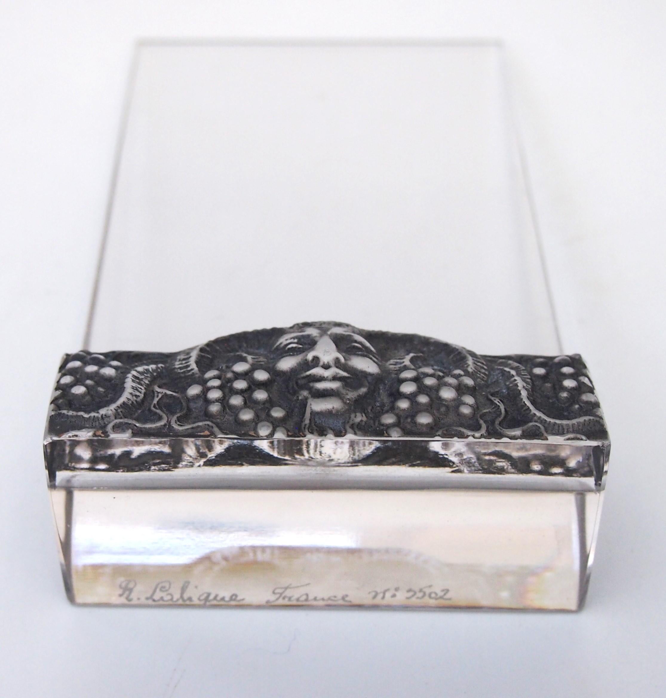 Rare Rene Lalique, Signed, original grey stained Glass Faune Menu Holder c1928 For Sale 2
