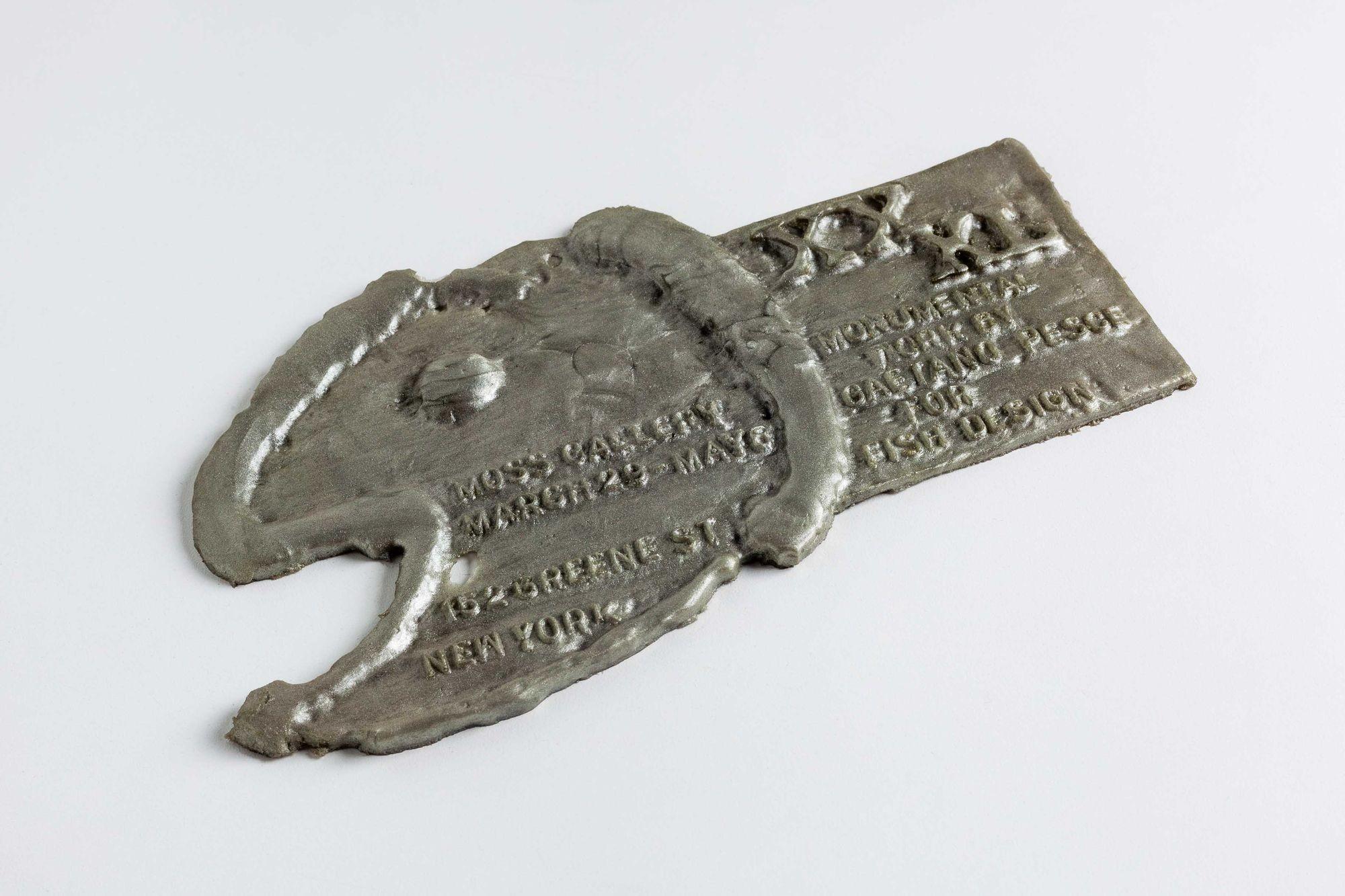 Rare Resin Exhibition Invitations by Gaetano Pesce Exhibition Moss Gallery NYC
Silver Resin Reads:
MOSS GALLERY MARCH 29- MAY 6
152 GREENE STREET
NEW YORK XL XL
MONUMEMTAL WORK BY GAETANO PESHE FOR FISH DESIGN
Dims:
5.25
8.50