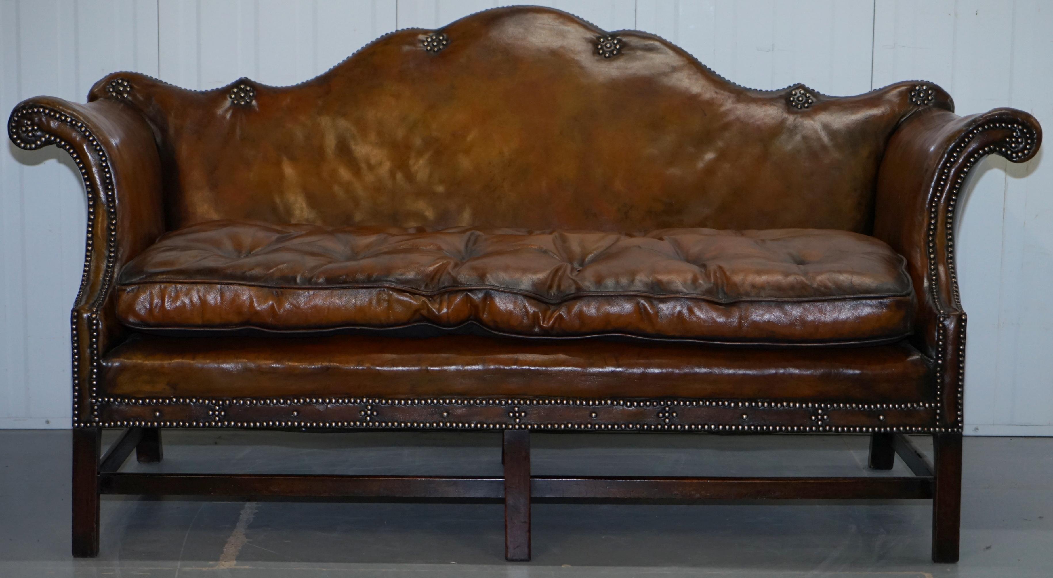 We are delighted to offer for sale this lovely period early Victorian Fully restored aged whiskey brown leather Camelback sofa 

Please note the delivery fee listed is just a guide, it covers within the M25 only

A fantastic looking and