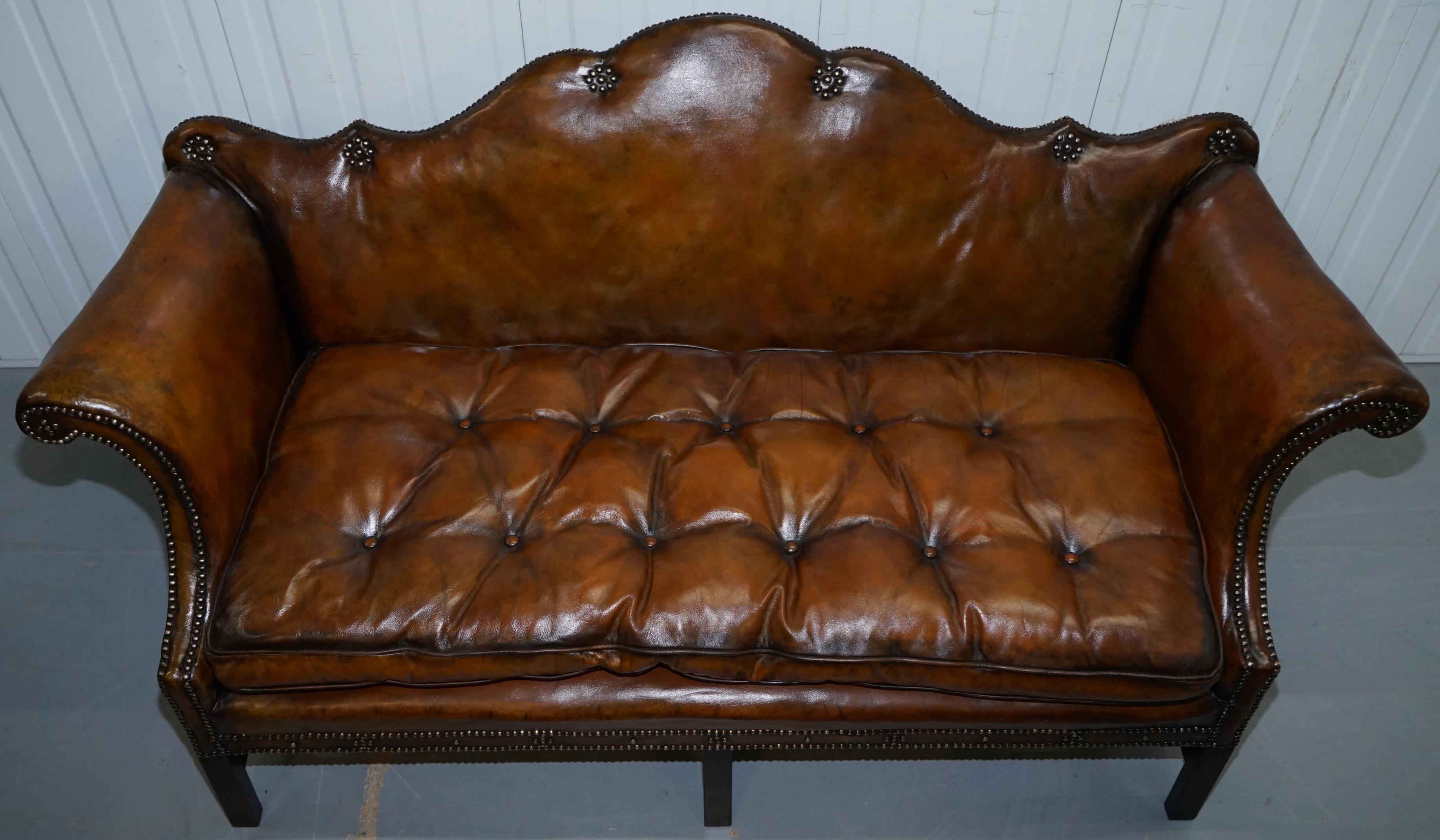 camel back leather sofa