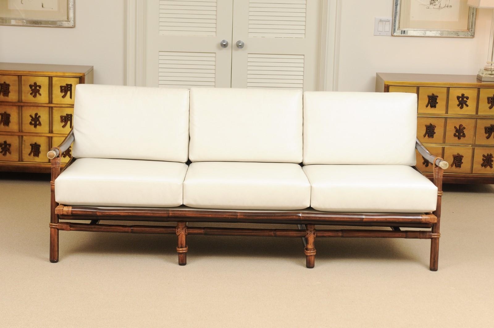 Rare Restored Campaign Sofa by John Wisner for Ficks Reed, circa 1954 For Sale 5