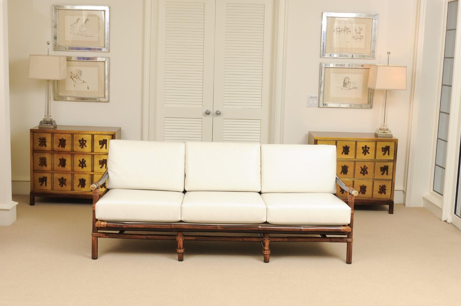 Rare Restored Campaign Sofa by John Wisner for Ficks Reed, circa 1954 For Sale 6