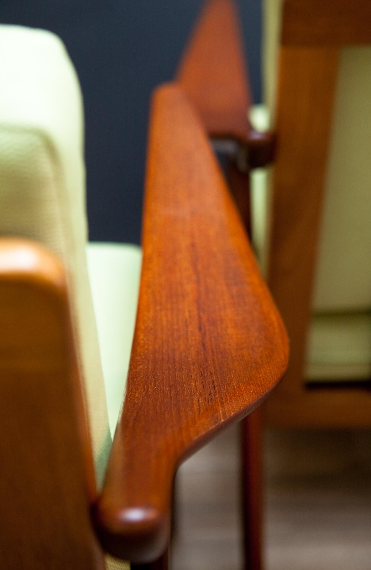 Upholstery Rare Restored Danish Teak Sofa and Pair of Lounge Chairs by Arne Hovmand-Olsen