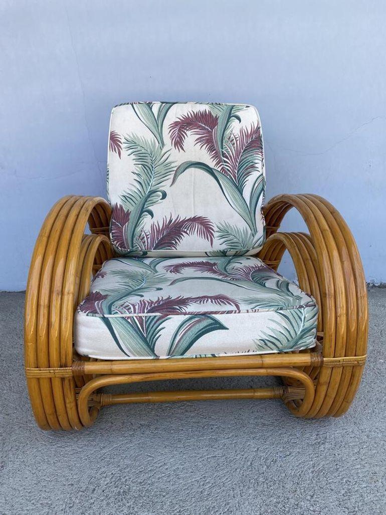 Rare Restored Double Tear Drop Stacked Rattan Lounge Chair Sofa Livingroom Set For Sale 7