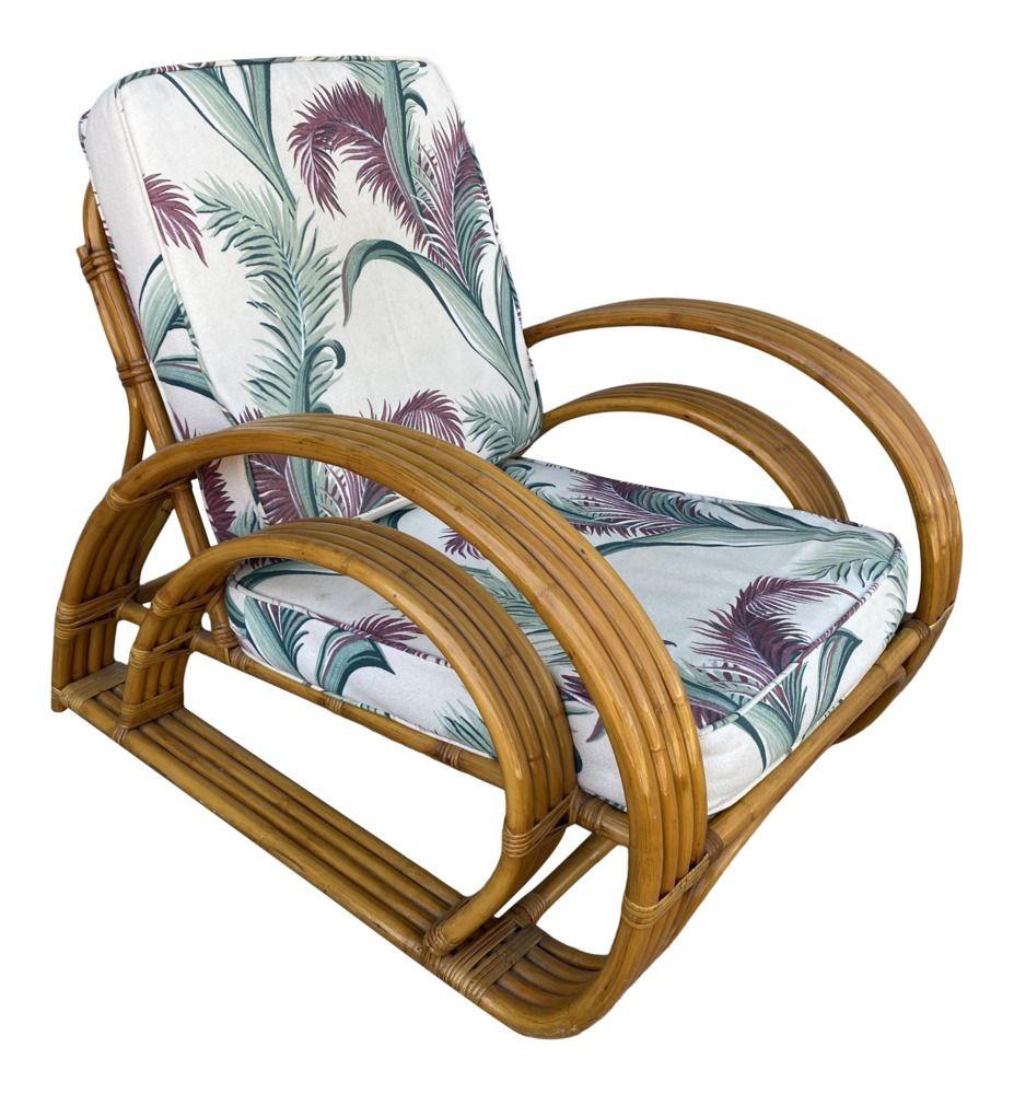 Américain Rare restauré Double Tear Drop Stacked Rattan Lounge Chair Sofa Livingroom Set en vente