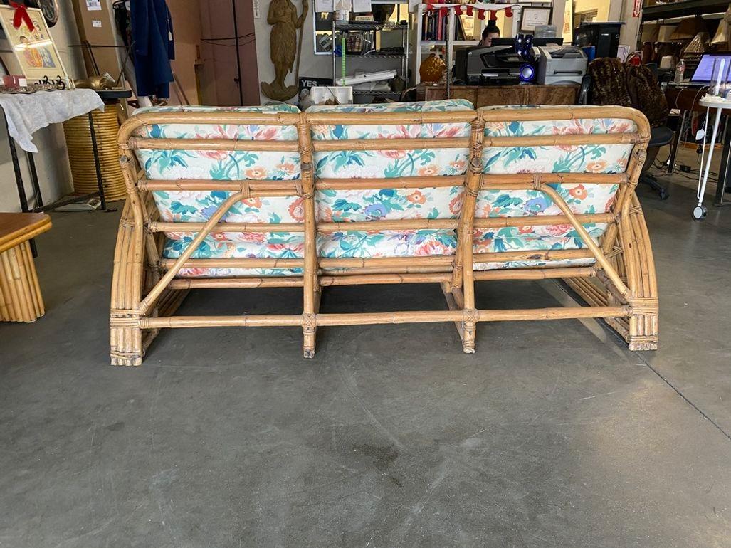 Rare Restored Double Tear Drop Stacked Rattan Lounge Chair Sofa Livingroom Set For Sale 4