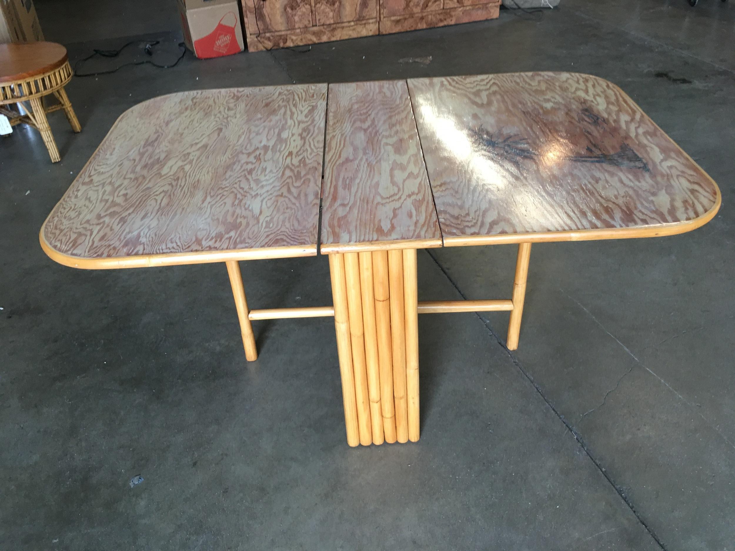 Mid-20th Century Rare Restored Gateleg Dining Table with Screen Printed Plywood Top For Sale